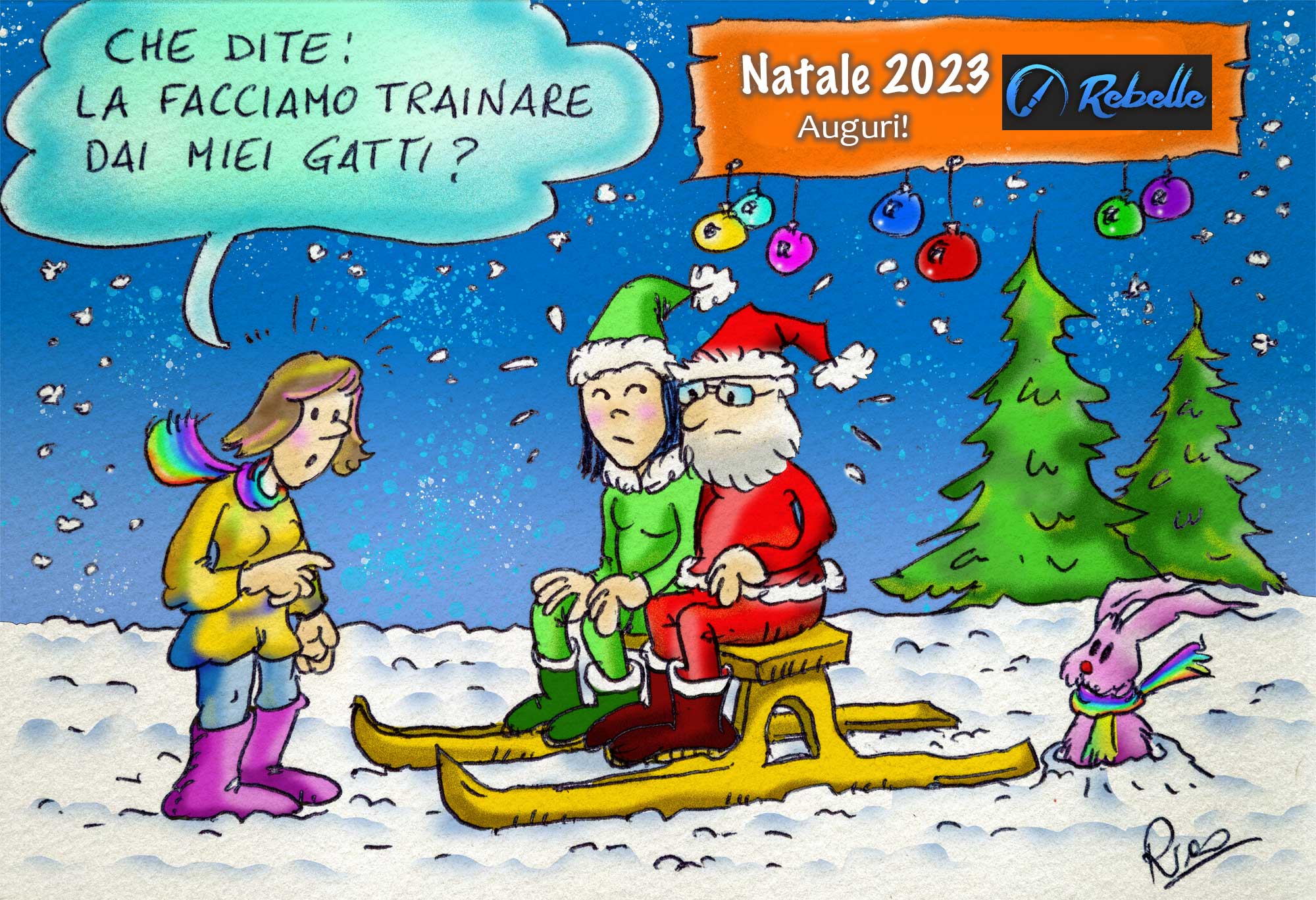 Vignetta Natale 2023 logo Rebelle