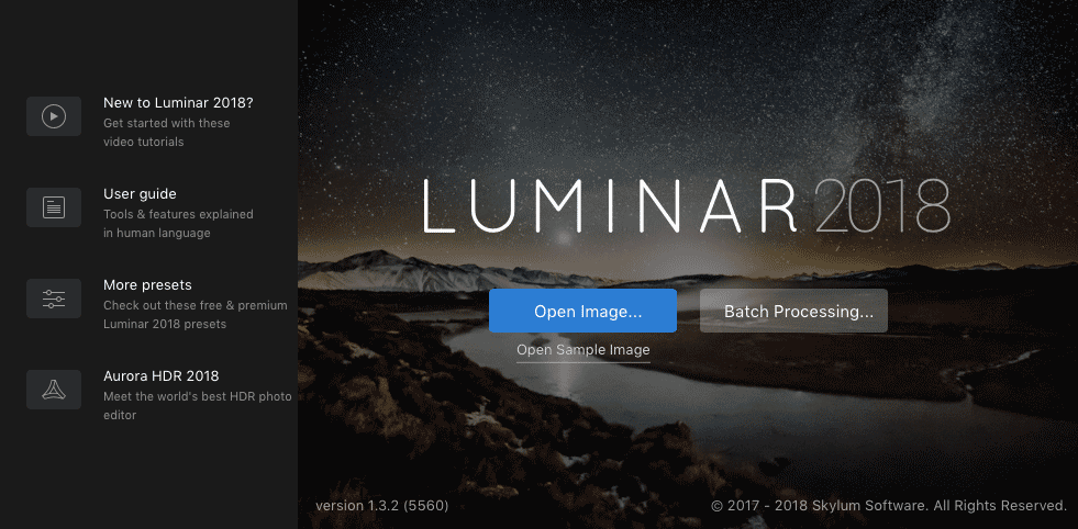Test Luminar 2018. Open Image