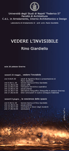 Corso di fotografia creativa 'Vedere l'invisibile' di Rino Giardiello presso la facoltà di Architettura di Napoli